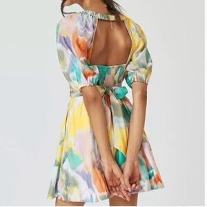 ANTHROPOLOGIE rainbow abstract print party dress, size medium